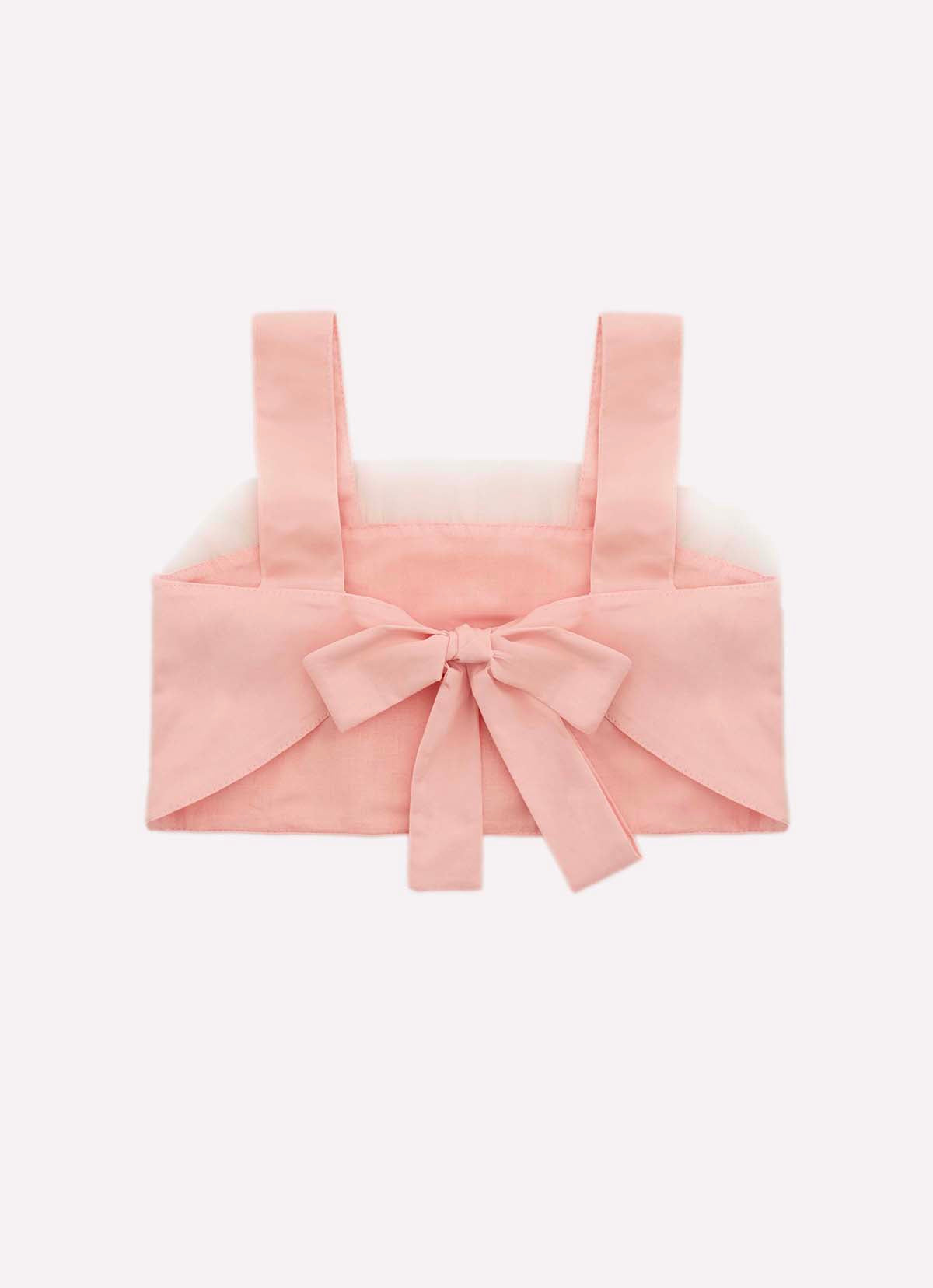 Blusa Cropped Tricoline Maxi Flor Tule Cristais