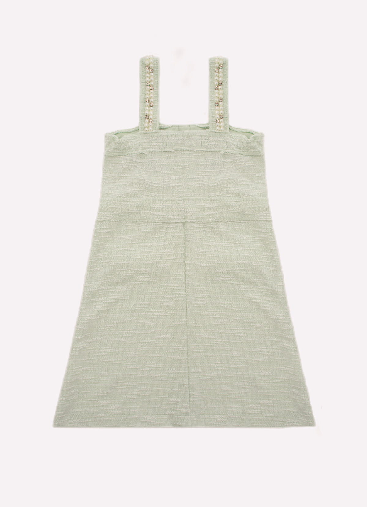 Vestido Moletom Boucle Bordados Alças e Bolsos