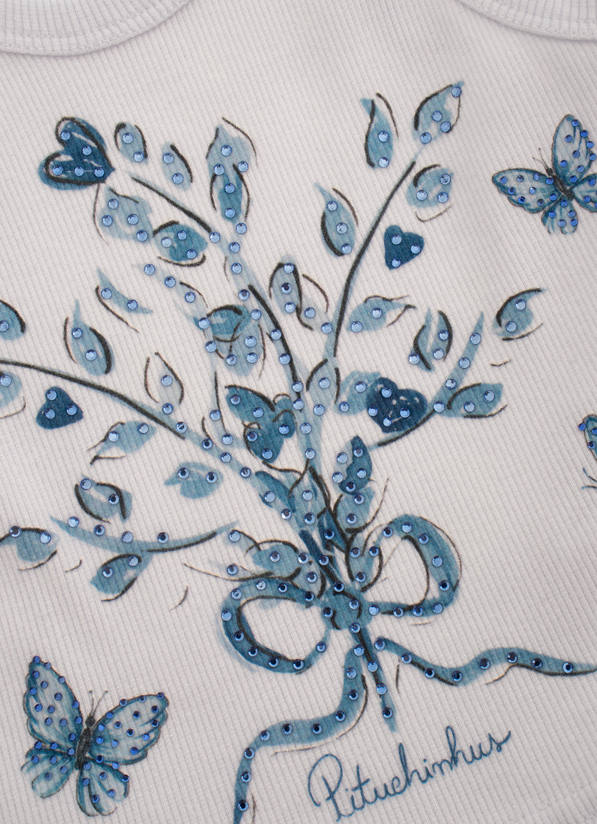Regata Cropped Ribana Bouquet Fores e Borboletas Cristal