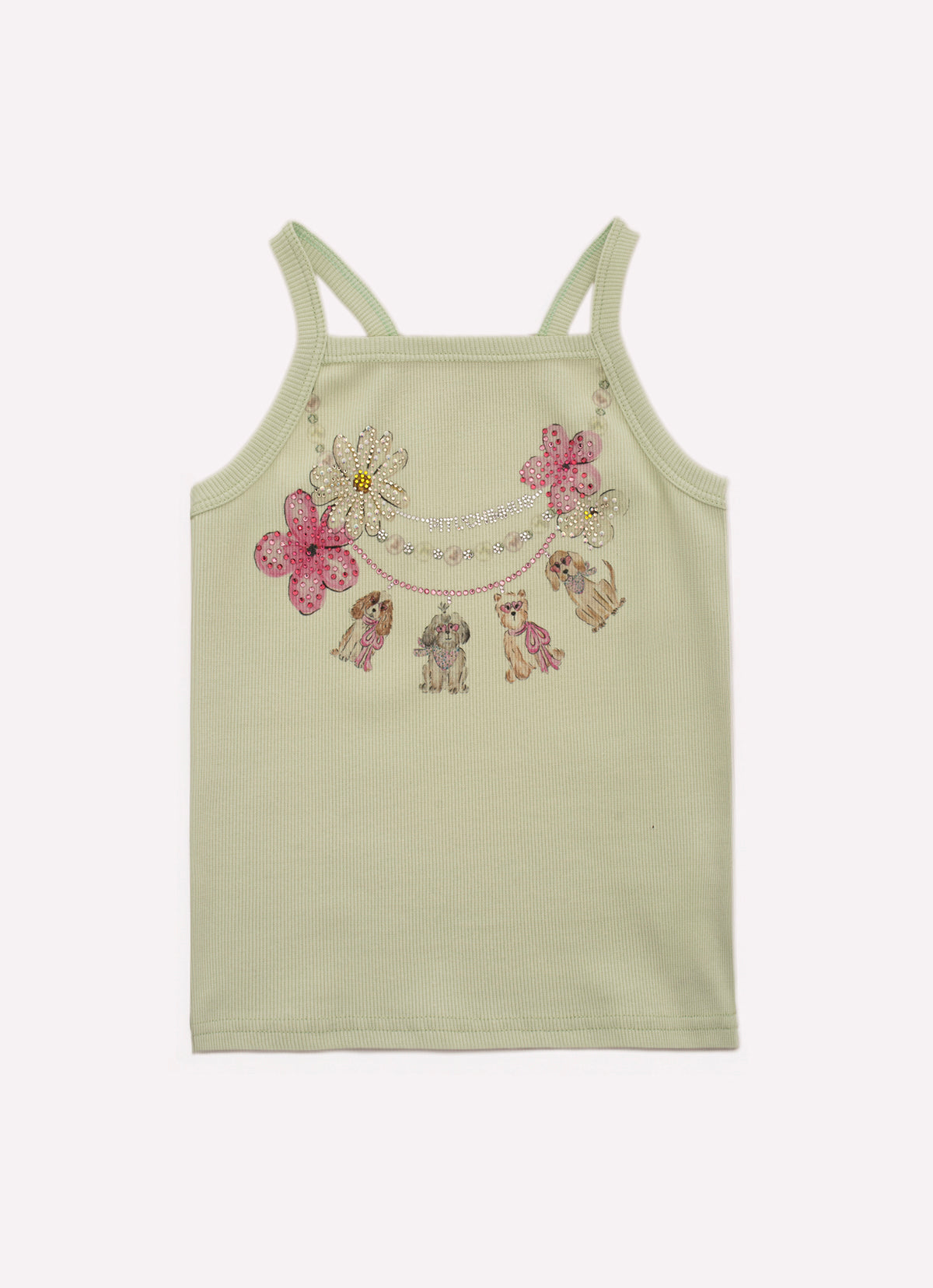 Blusa Alça Ribana Colar Cachorrinhos Cristal