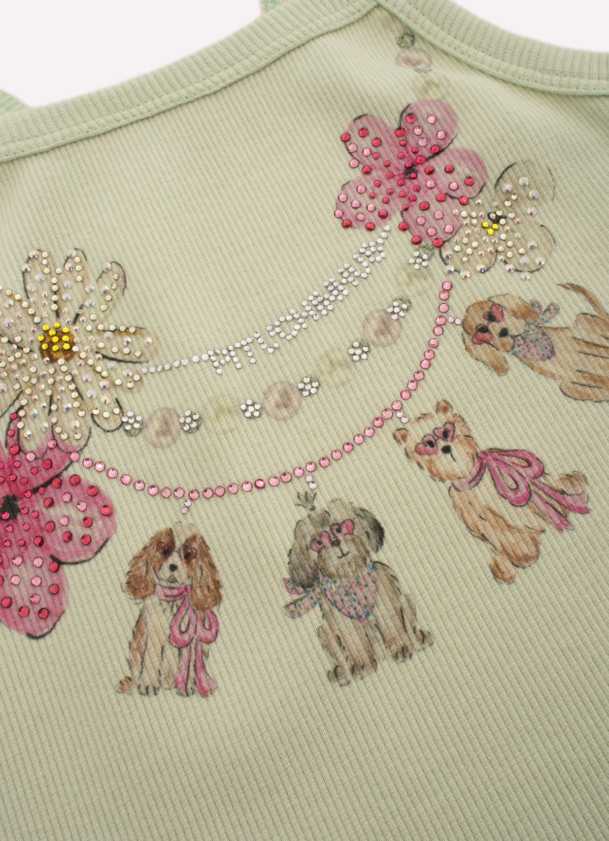 Blusa Alça Ribana Colar Cachorrinhos Cristal