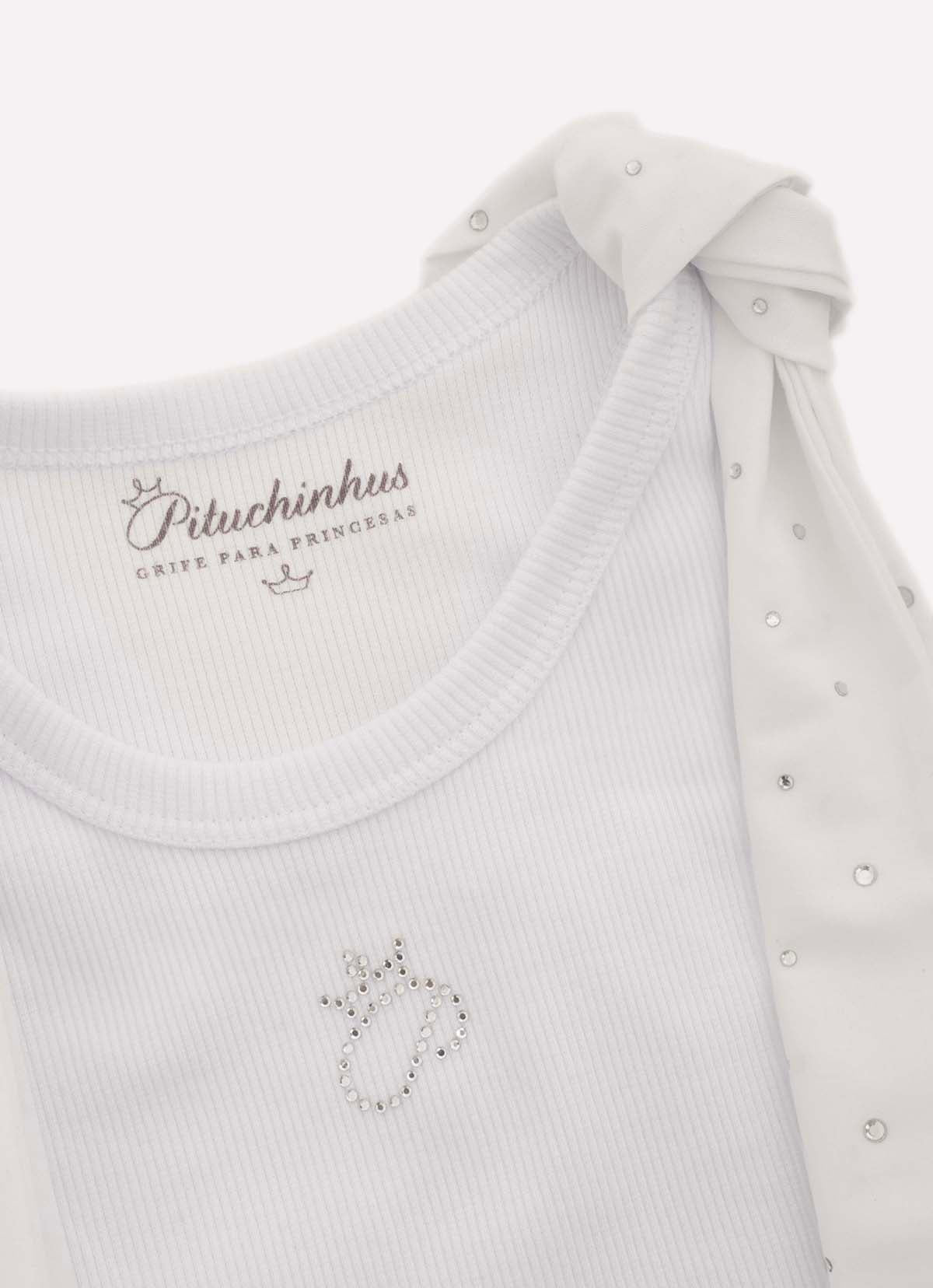 Blusa Cropped Ribana Laços Ombros Cristal