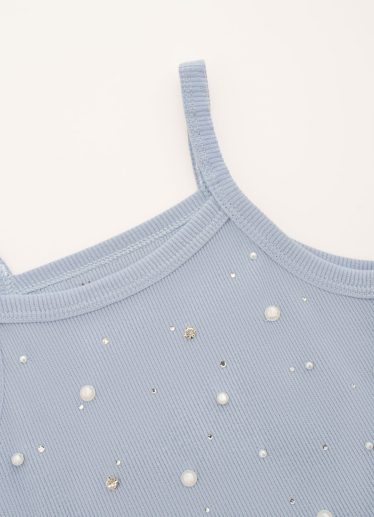 Vestido Alça Ribana Bordados Saia Tule
