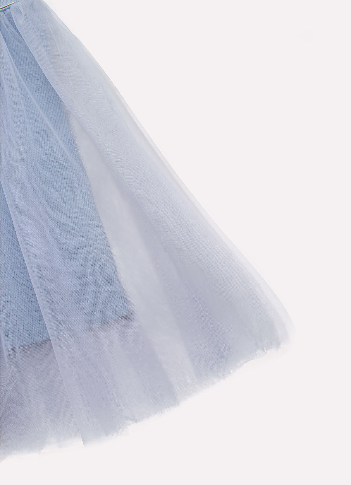 Vestido Alça Ribana Bordados Saia Tule