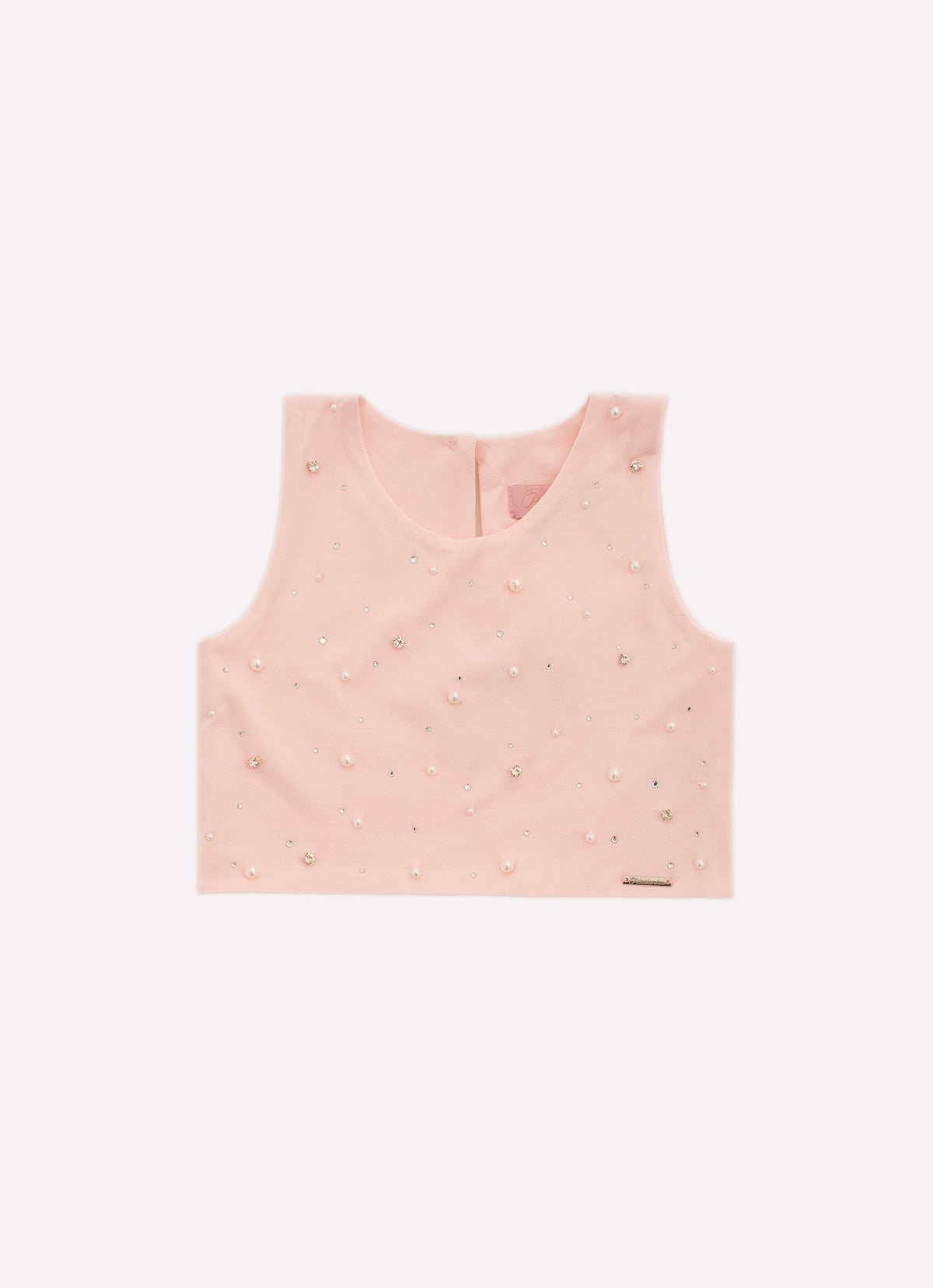 Blusa Cropped Cotton Cristais e Bordado