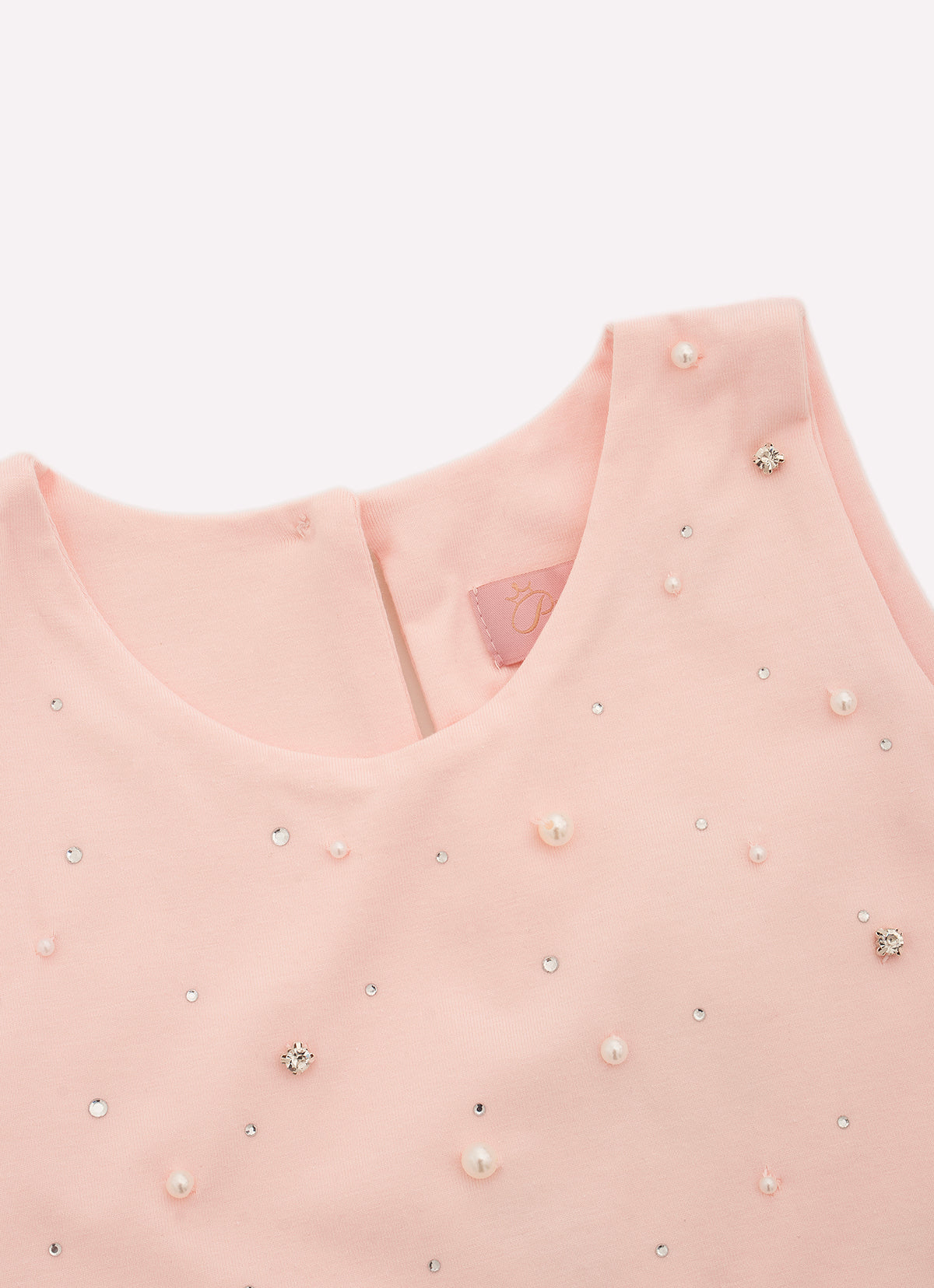 Blusa Cropped Cotton Cristais e Bordado