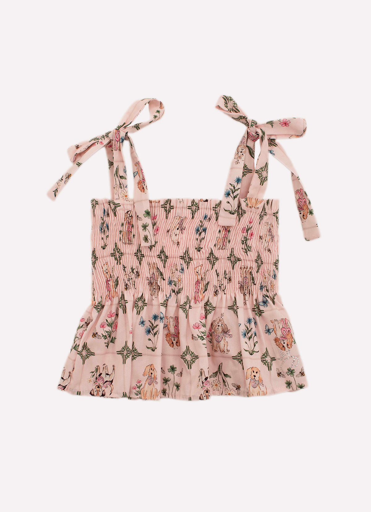 Blusa Cropped Algodão Estampado Cachorrinhos Azulejos