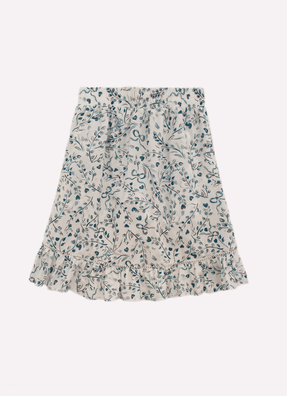 Saia Short Mullet Algodão Flores Azuis Cristal