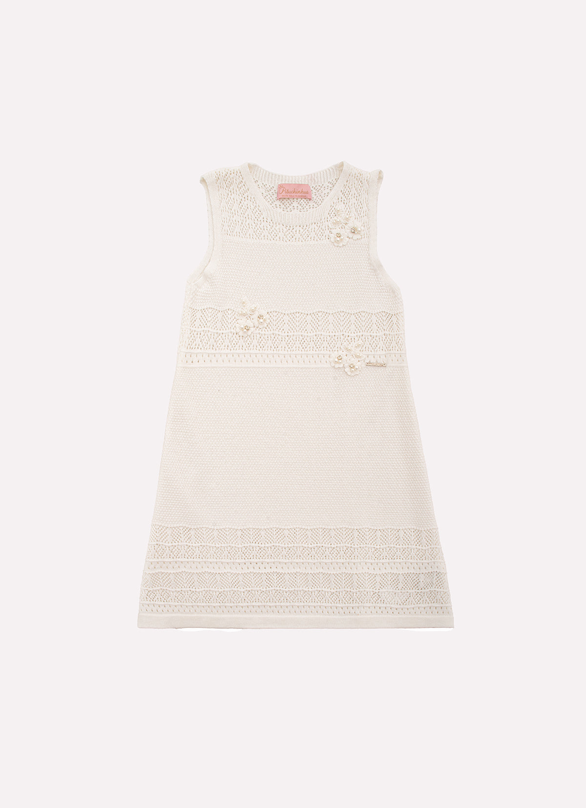 Vestido Tricot Rendado Guipir Bordado Couture