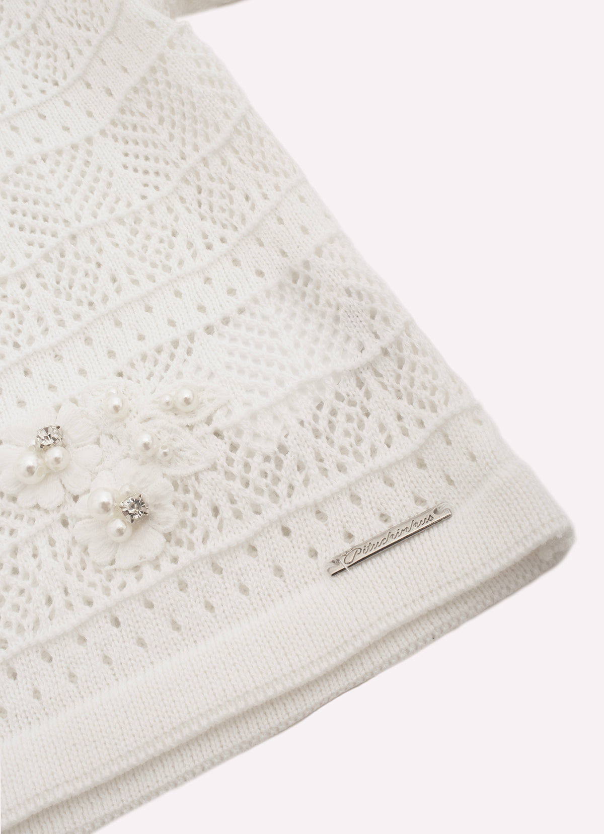 Blusa Tricot Manga Longa Rendada Guipir Bordado Couture