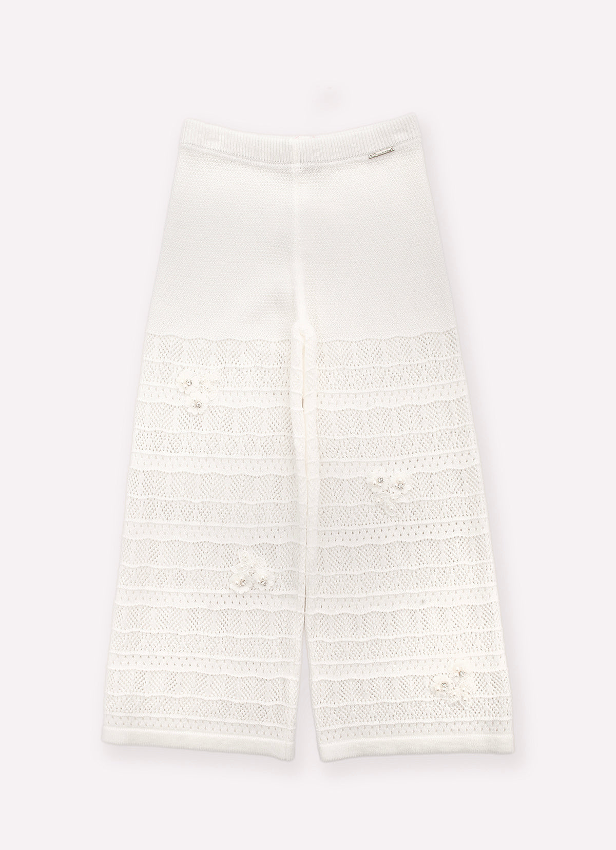 Calça Tricot Rendada Guipir Bordado Couture