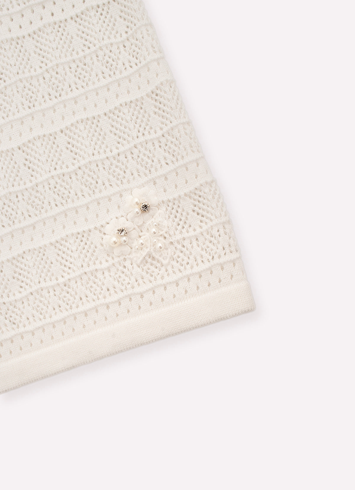 Calça Tricot Rendada Guipir Bordado Couture