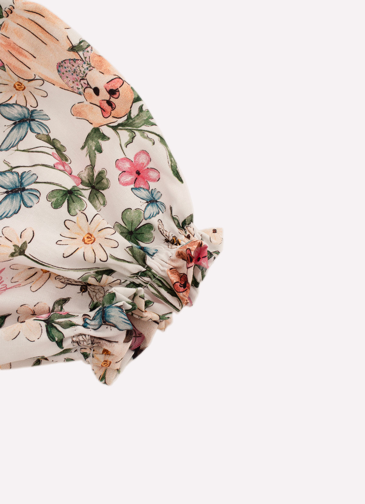 Vestido Longo Algodão Estampado Cachorros e Flores