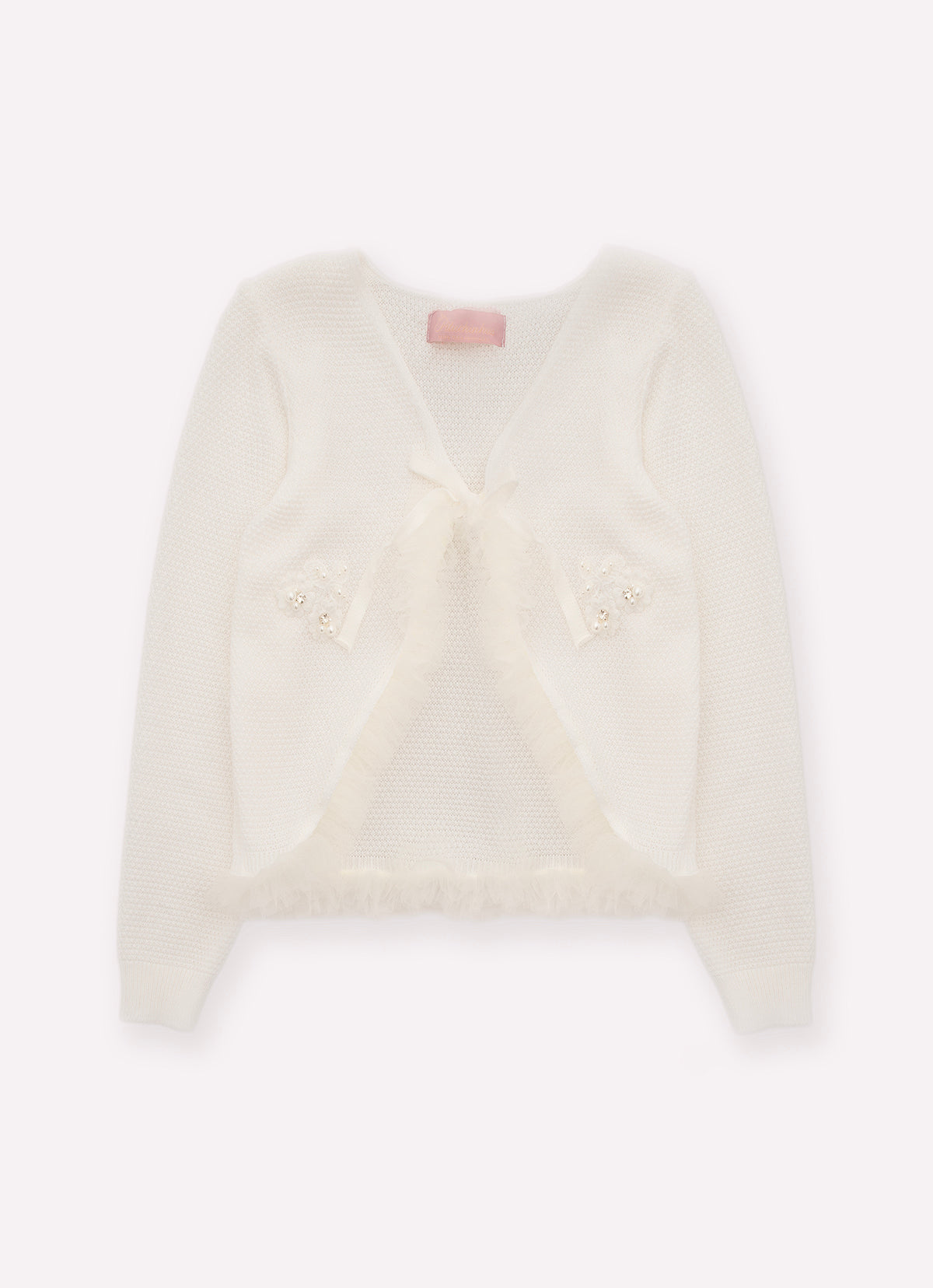 Casaco Tricot Babado Tule Guipir Bordado Couture