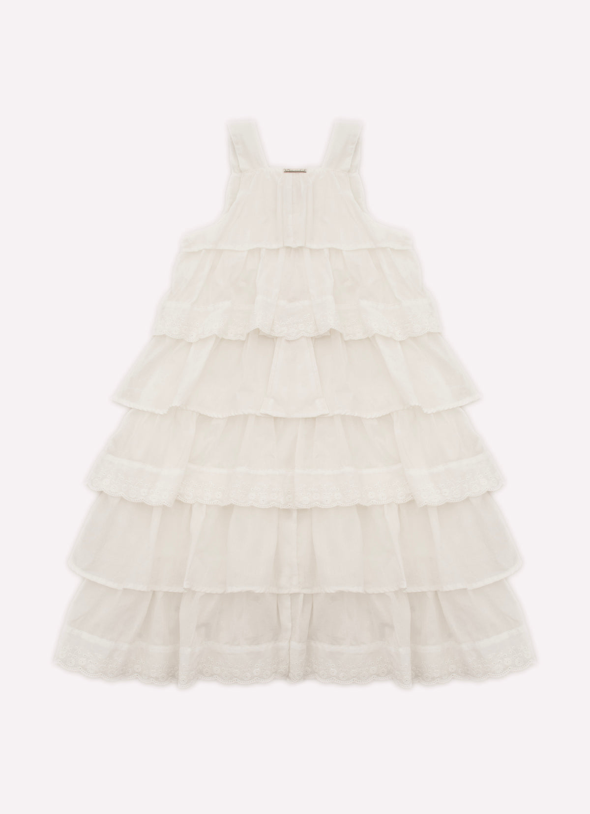Vestido Algodão Babados Broderi Guipir Bordado Couture