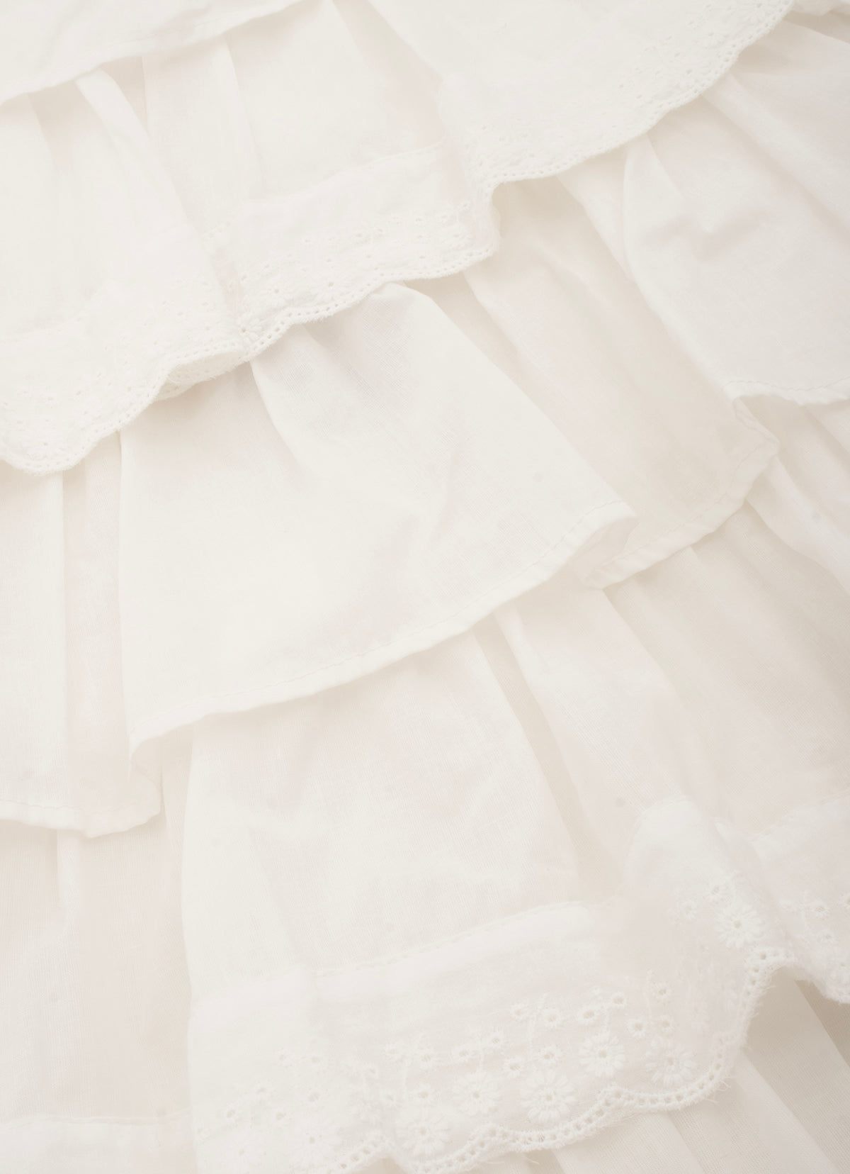 Vestido Algodão Babados Broderi Guipir Bordado Couture