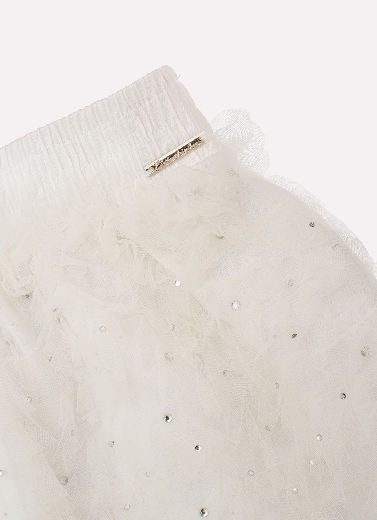 Saia Short Midi Frufru Tule Cristais Couture