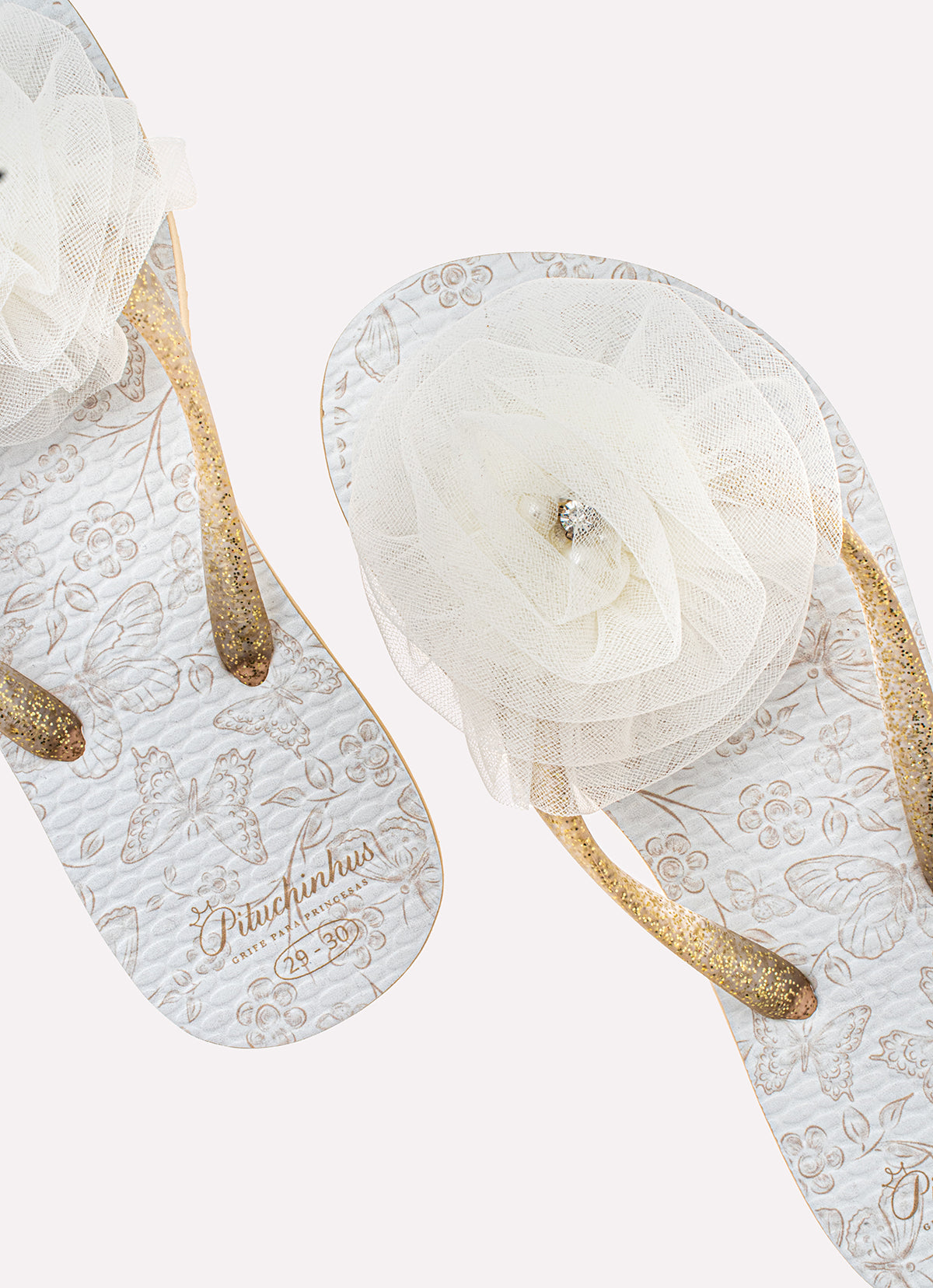 Chinelo Borboleta Flor Tule Bordado