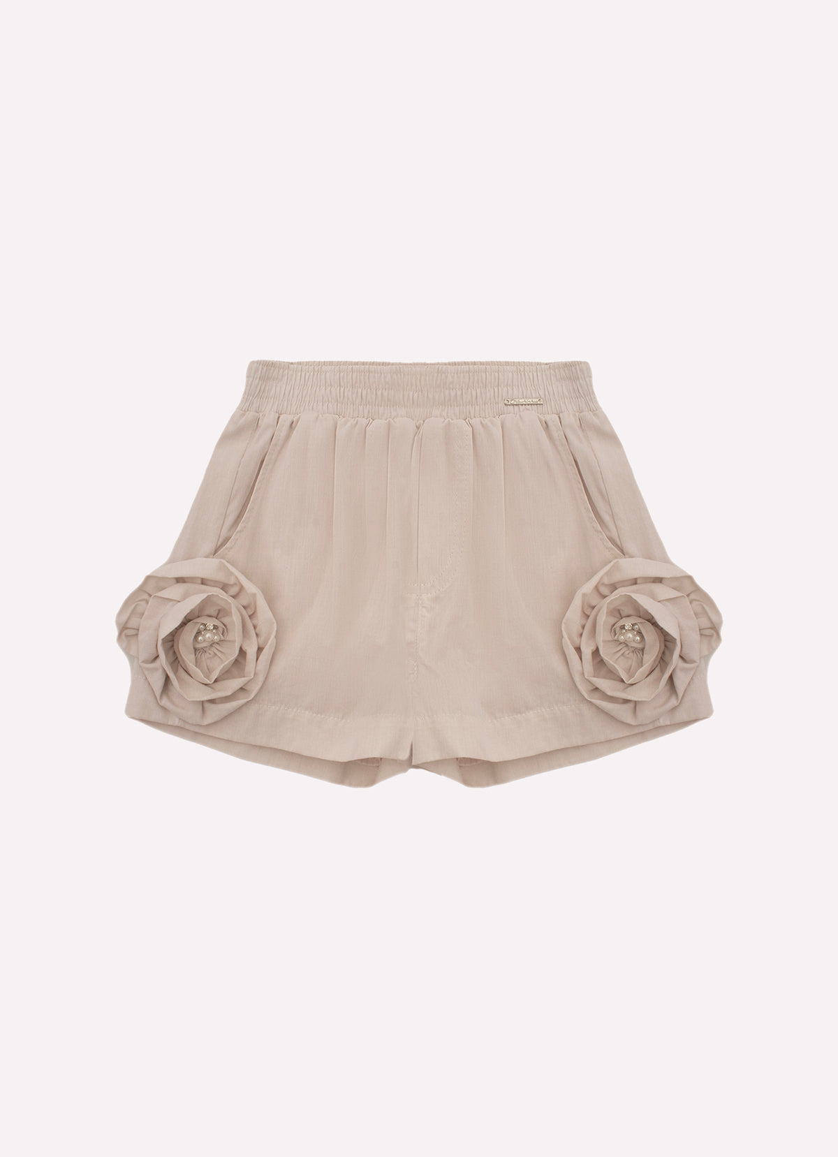 Short Algodão Maxi Flores Lateral Bordados Couture