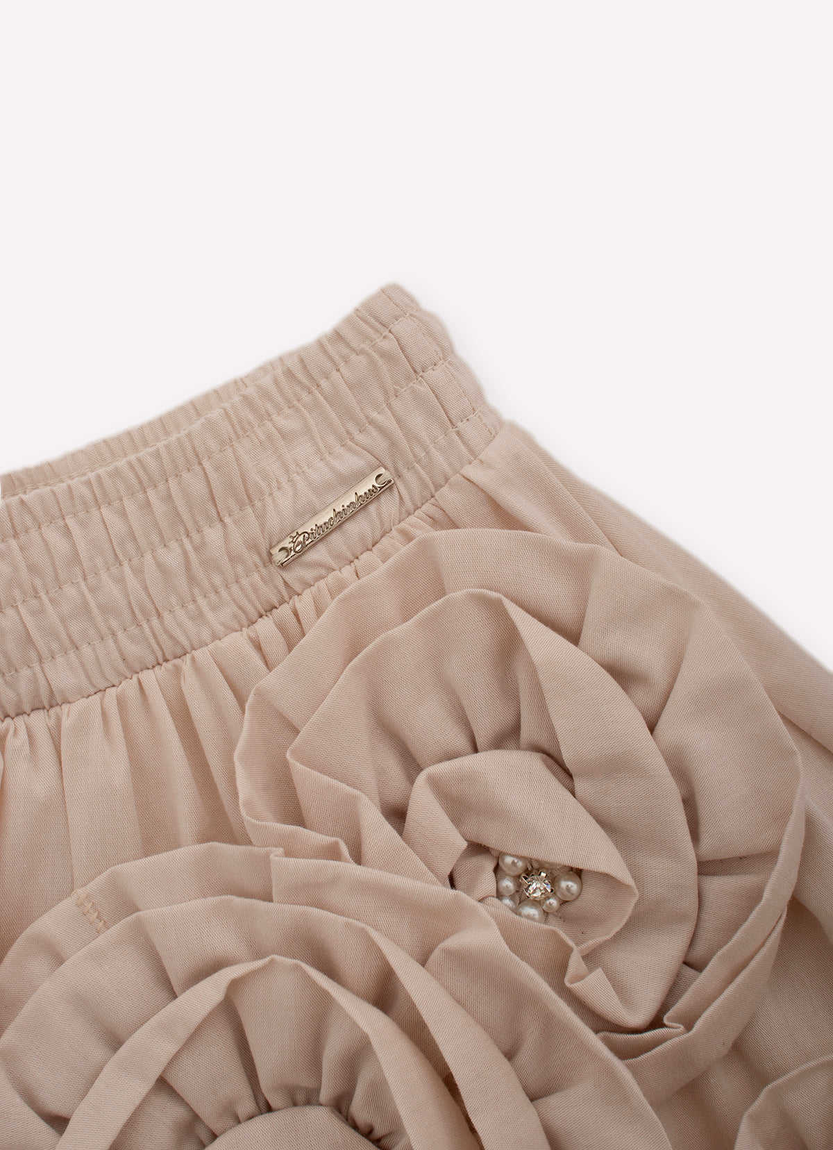 Saia Short Algodão Maxi Flores Bordados Couture