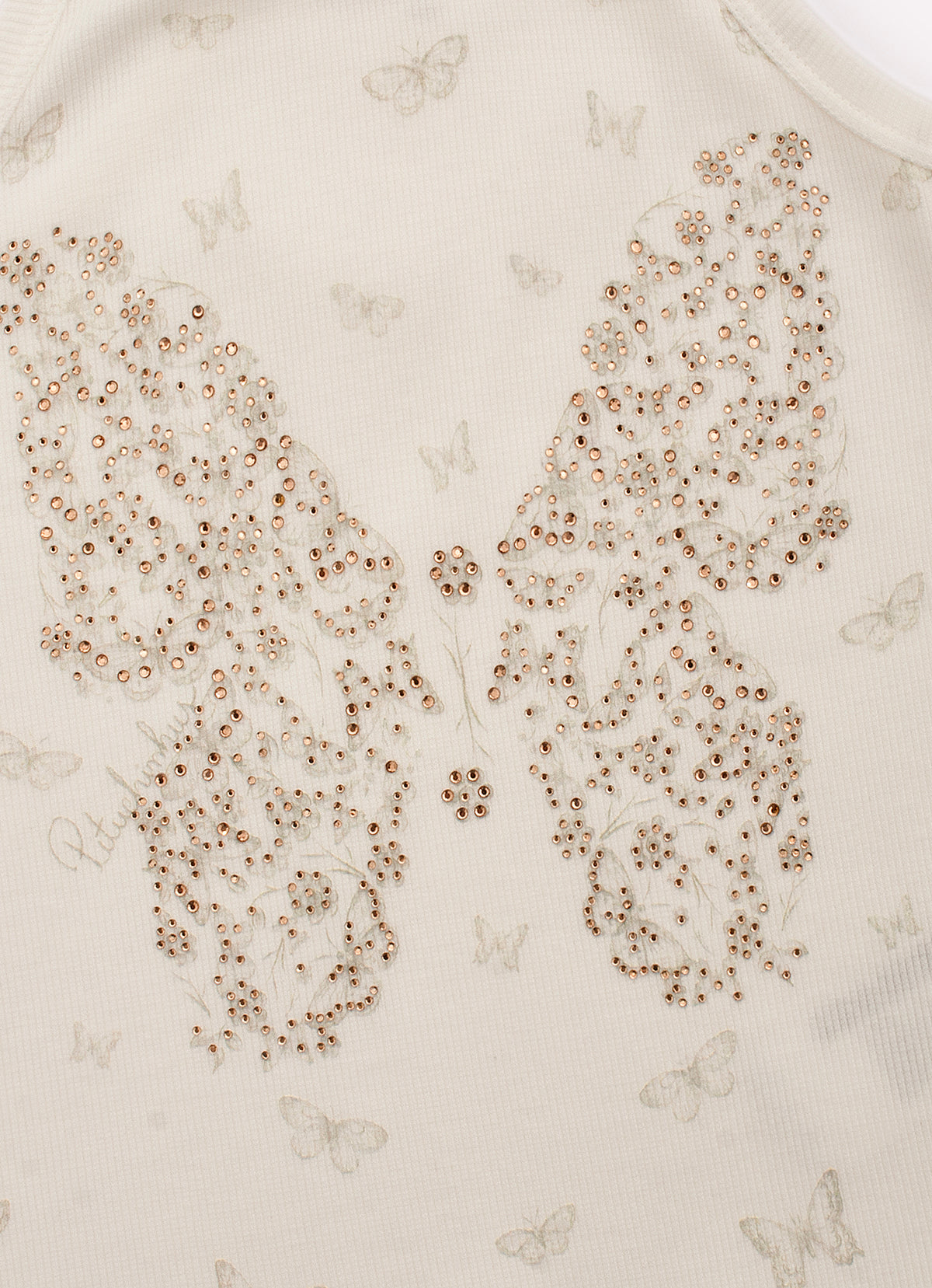 Blusa Alça Ribana Borboleta Cristal Couture