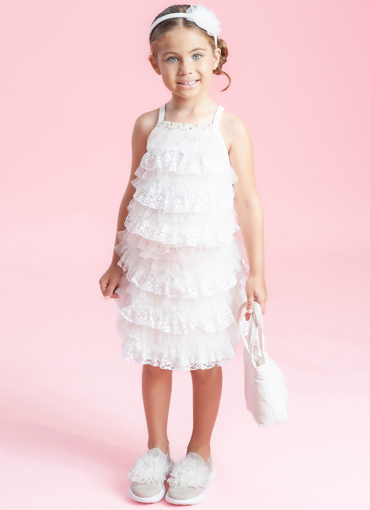 Saia Short Babadinhos Tule e Renda Com Cinto Couture