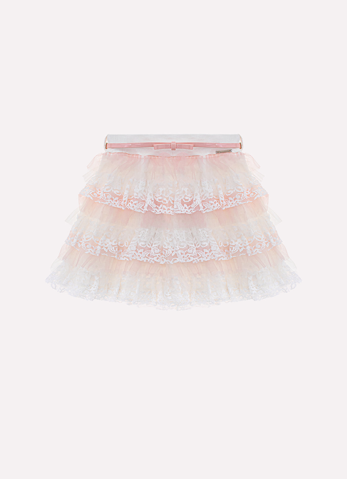 Saia Short Babadinhos Tule e Renda Com Cinto Couture
