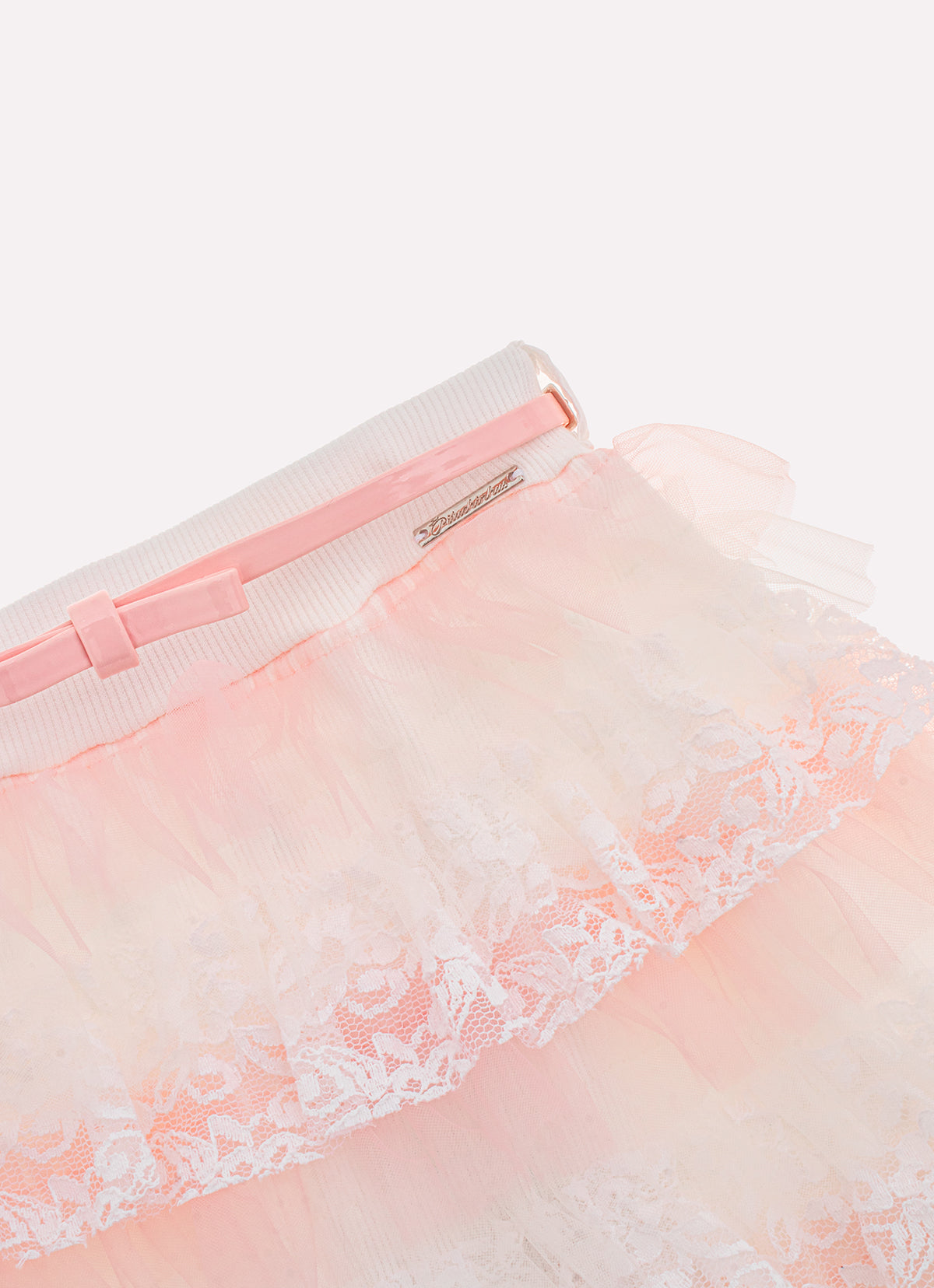 Saia Short Babadinhos Tule e Renda Com Cinto Couture