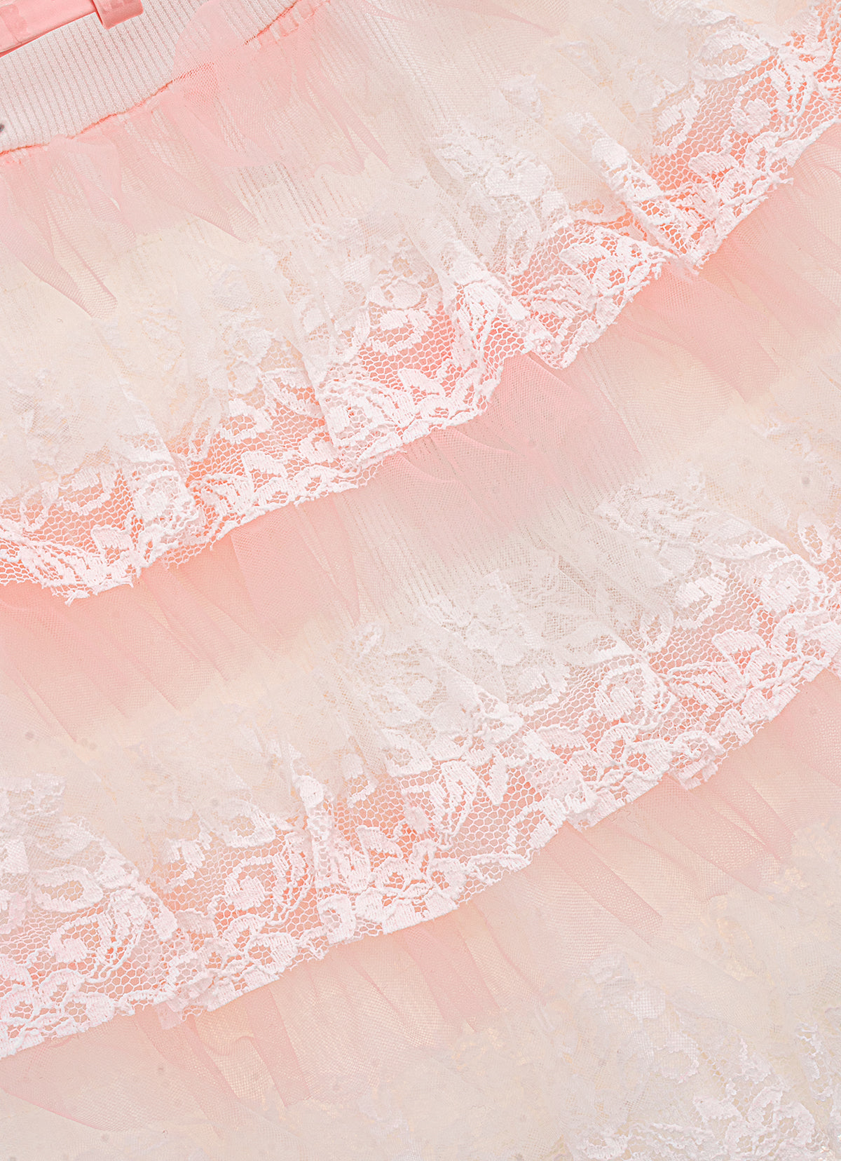 Saia Short Babadinhos Tule e Renda Com Cinto Couture