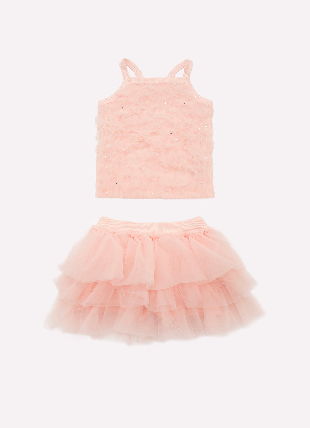 Conjunto Blusa e Saia Short Babados Tule