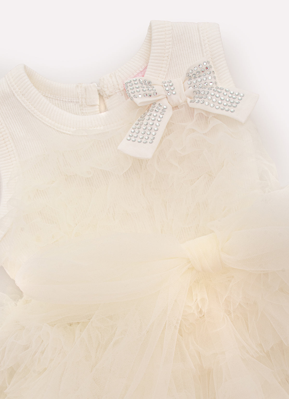 Vestido Ribana Princesa Frufru Tule Laço Cristal Com Calcinha