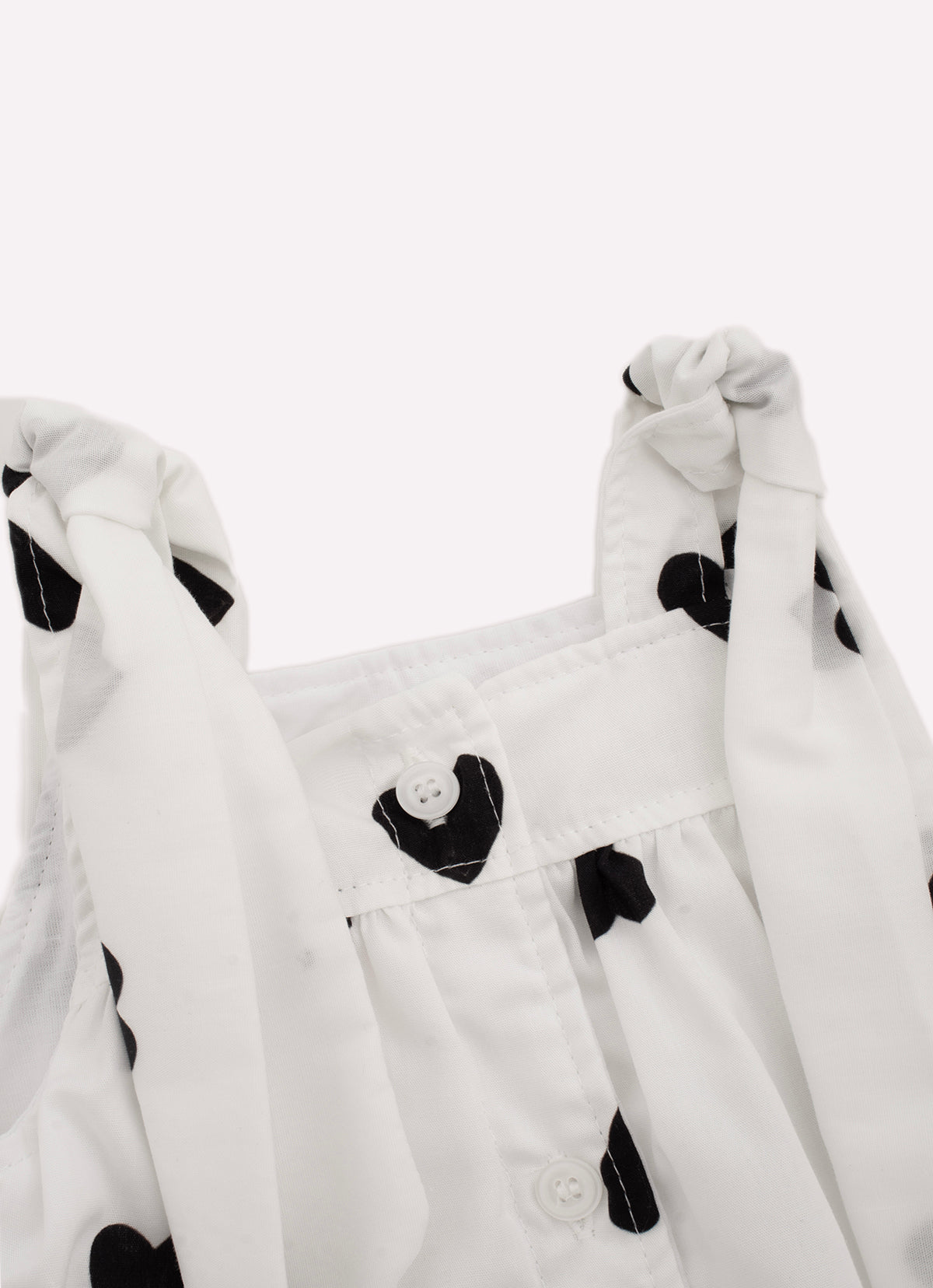 Vestido Algodão Estampa Corações Babados Com Calcinha