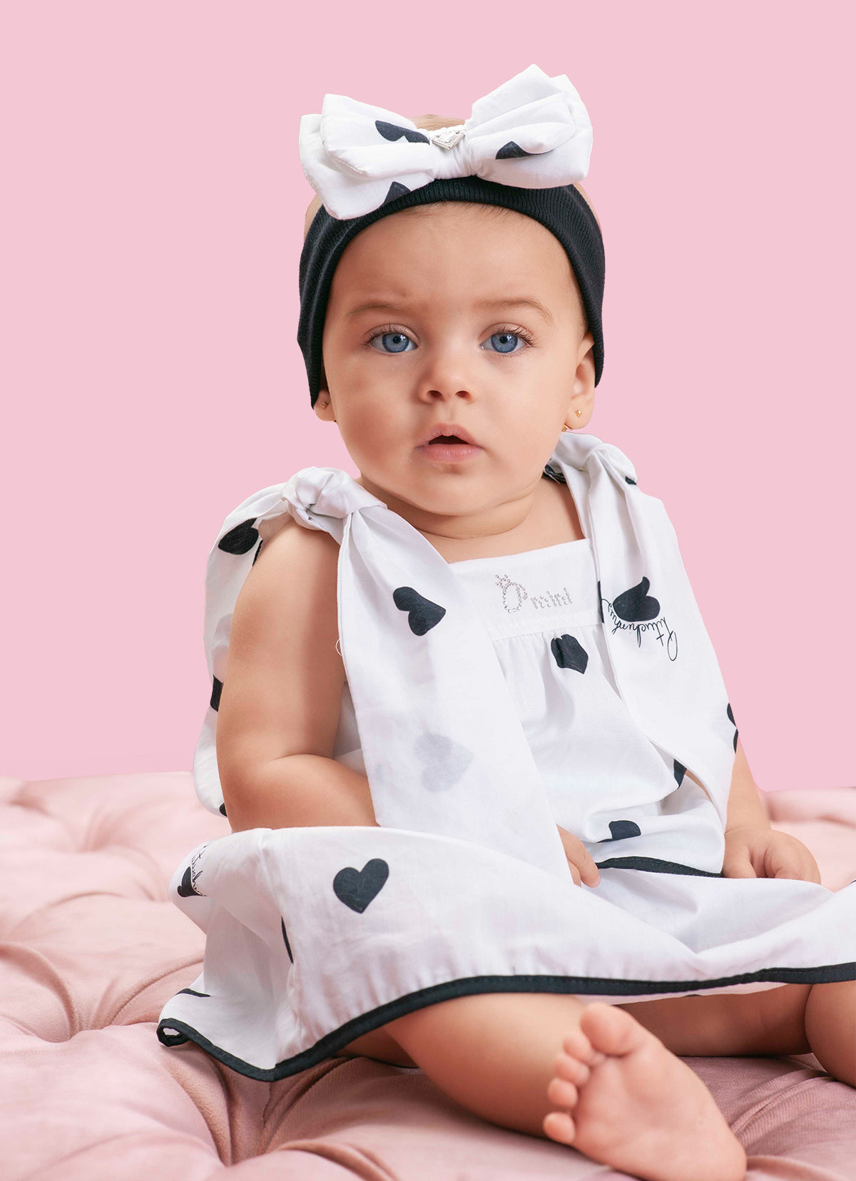 Vestido Algodão Estampa Corações Babados Com Calcinha