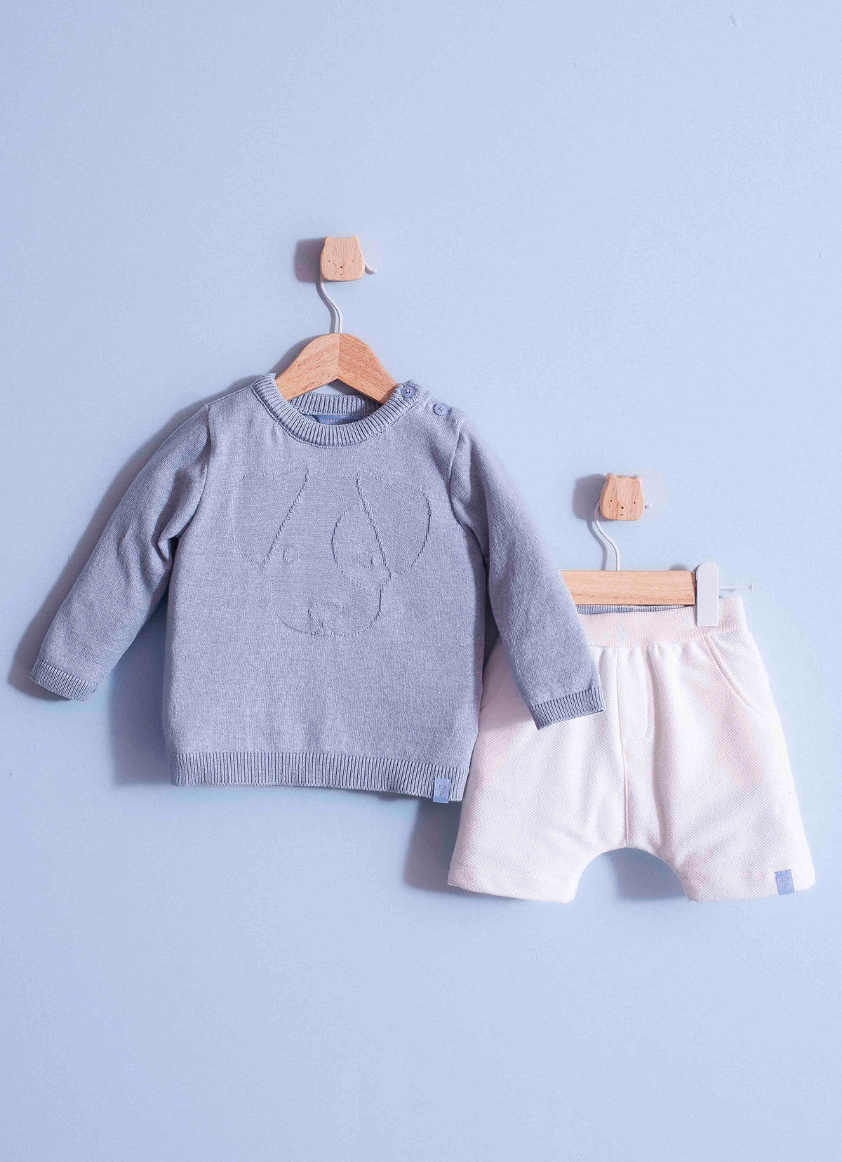 Conjunto Blusa Tricot Linx Cachorro e Bermuda Moletom Rosto
