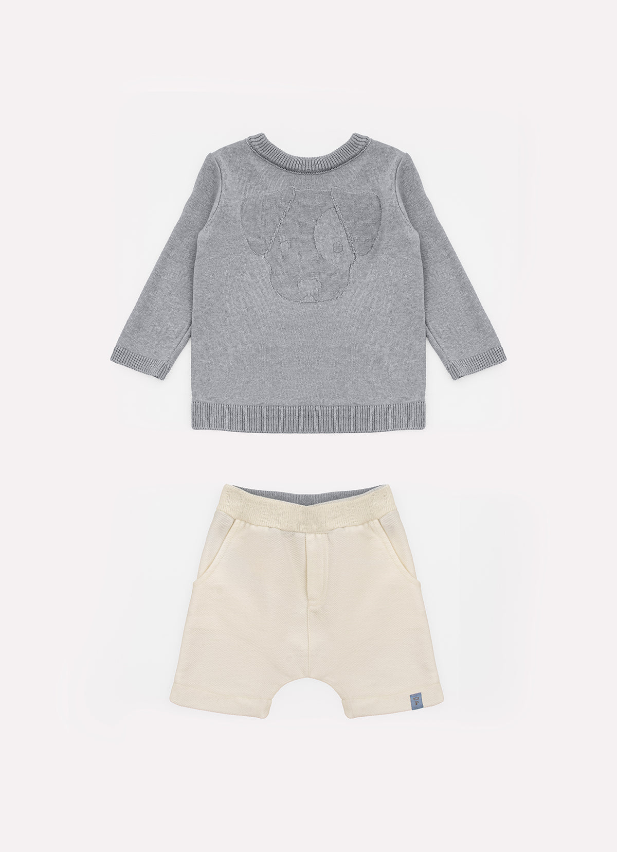 Conjunto Blusa Tricot Linx Cachorro e Bermuda Moletom Rosto