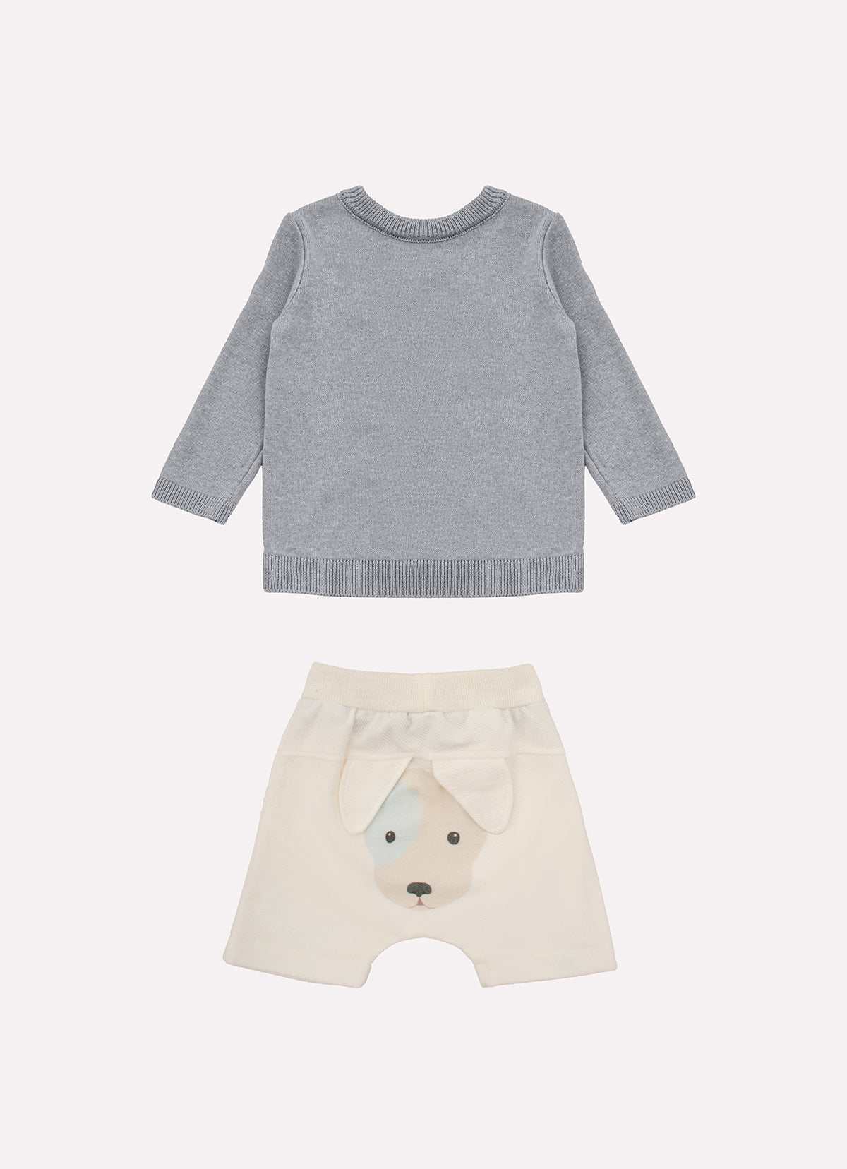 Conjunto Blusa Tricot Linx Cachorro e Bermuda Moletom Rosto