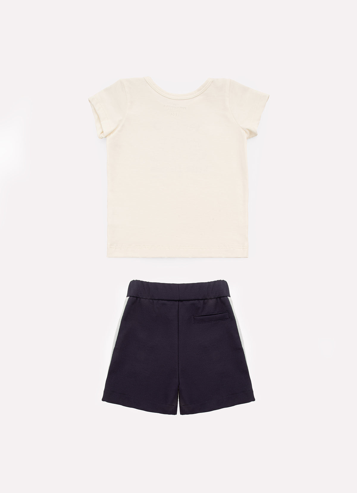 Conjunto Blusa Cotton Pima Hello e Bermuda Malha Listra Lateral