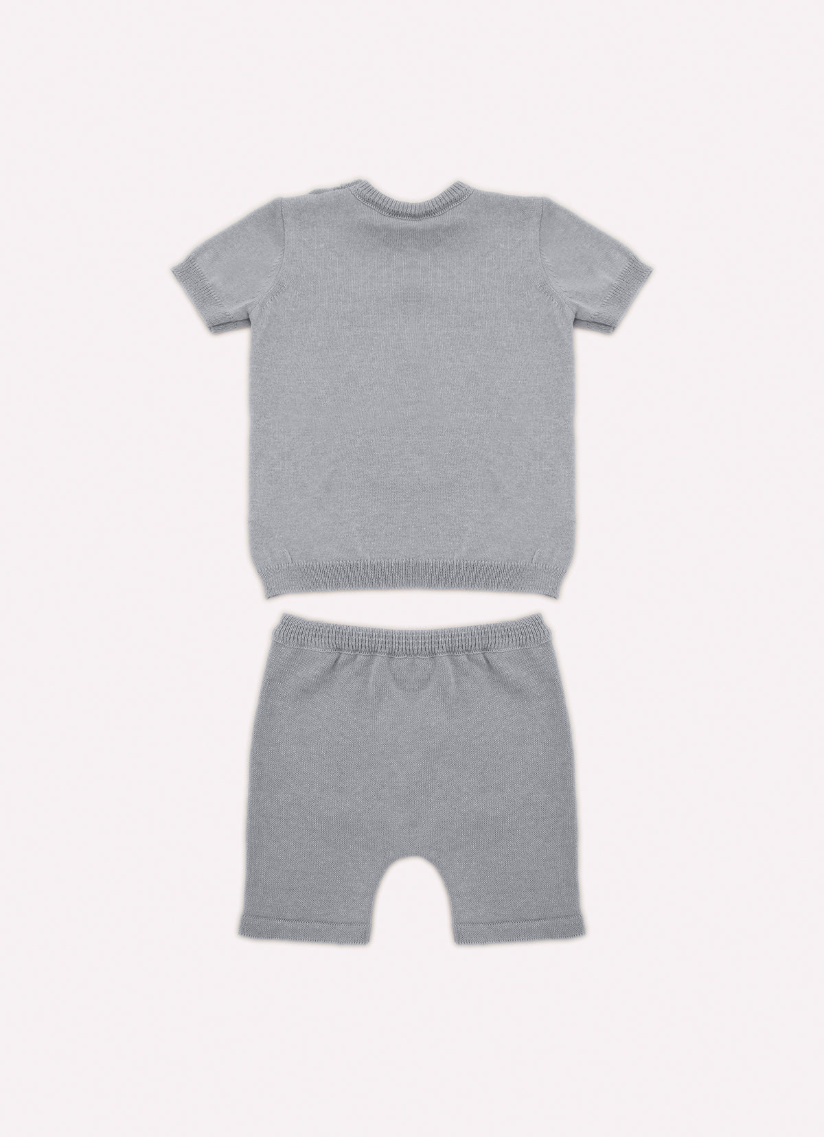 Conjunto Tricot Blusa Cachorrinho Manga Curta e Bermuda Canguru