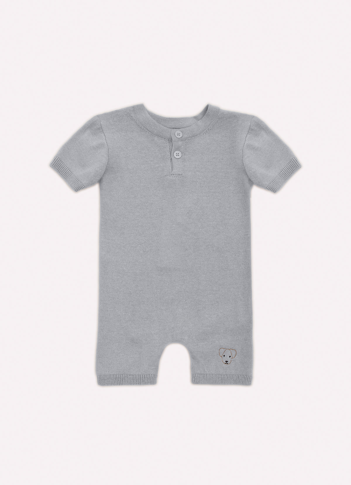 Macacão Tricot Botões Cachorrinho Bordado