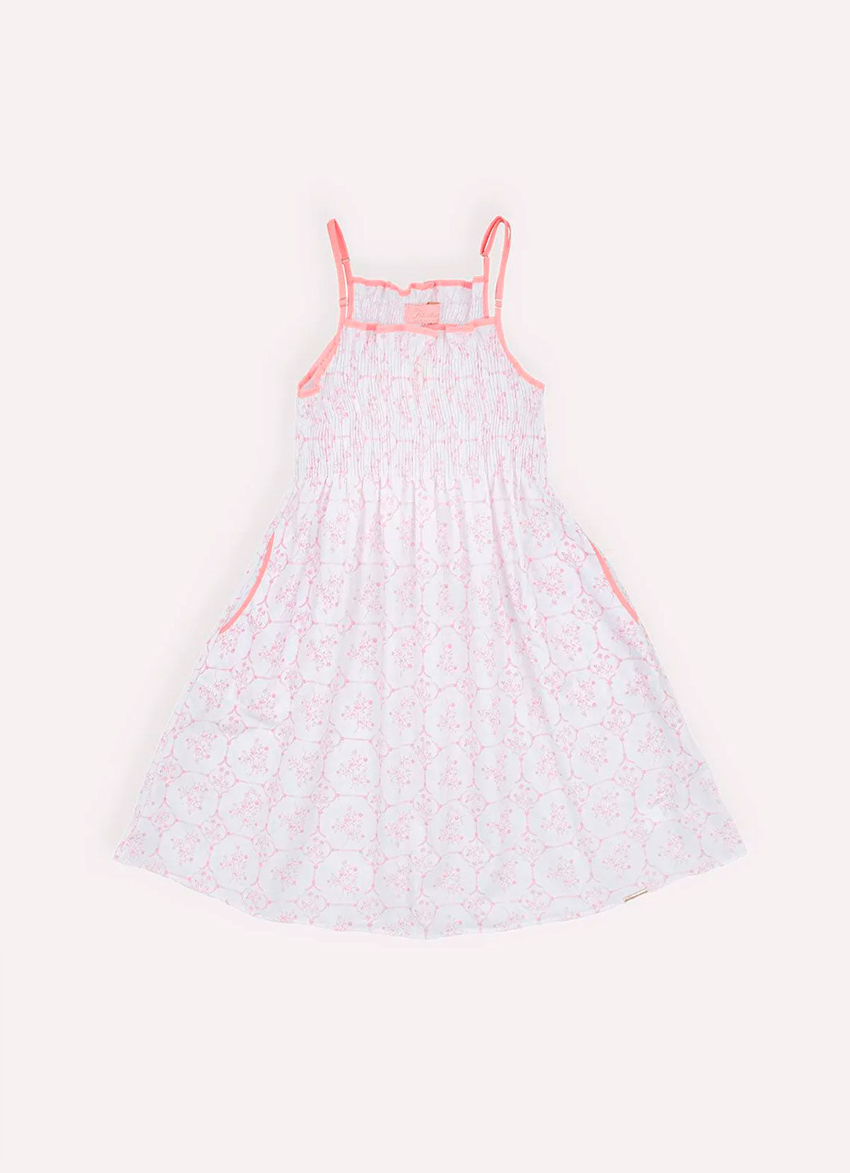 Vestido Alça Algodão Estampa Toil Lastex Resort
