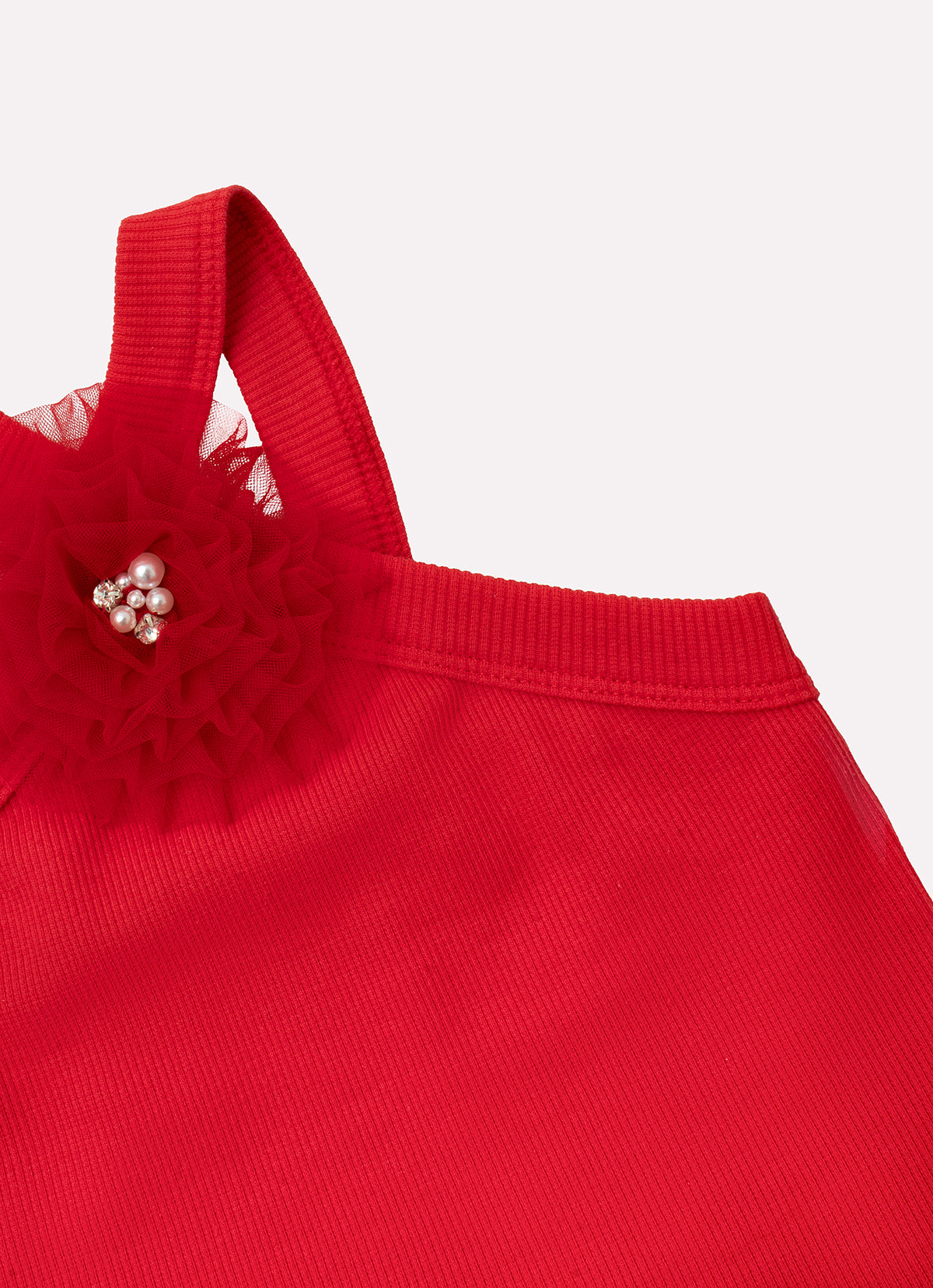 Conjunto Cropped Ribana Flor e Saia Babado Natal