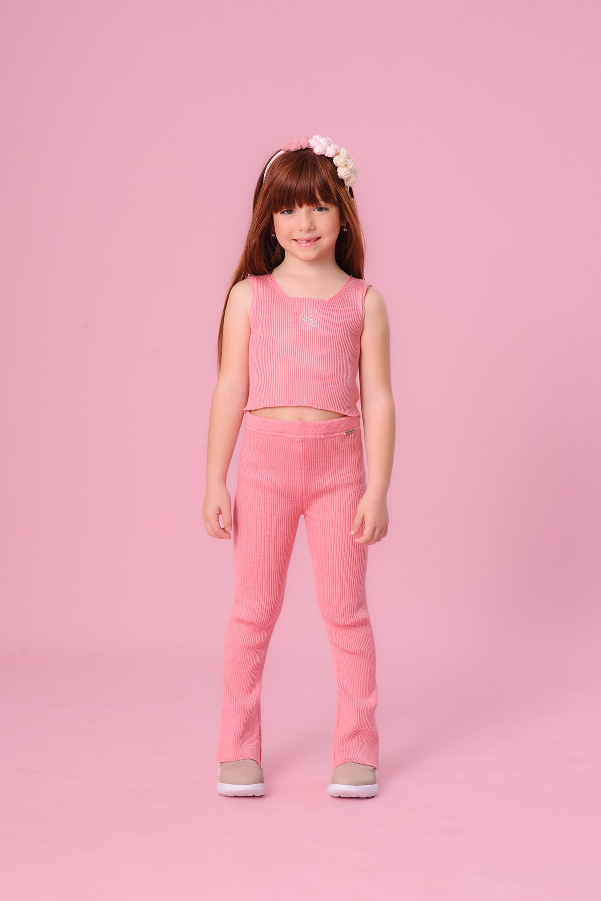 Calça Tricot Canelada Flare