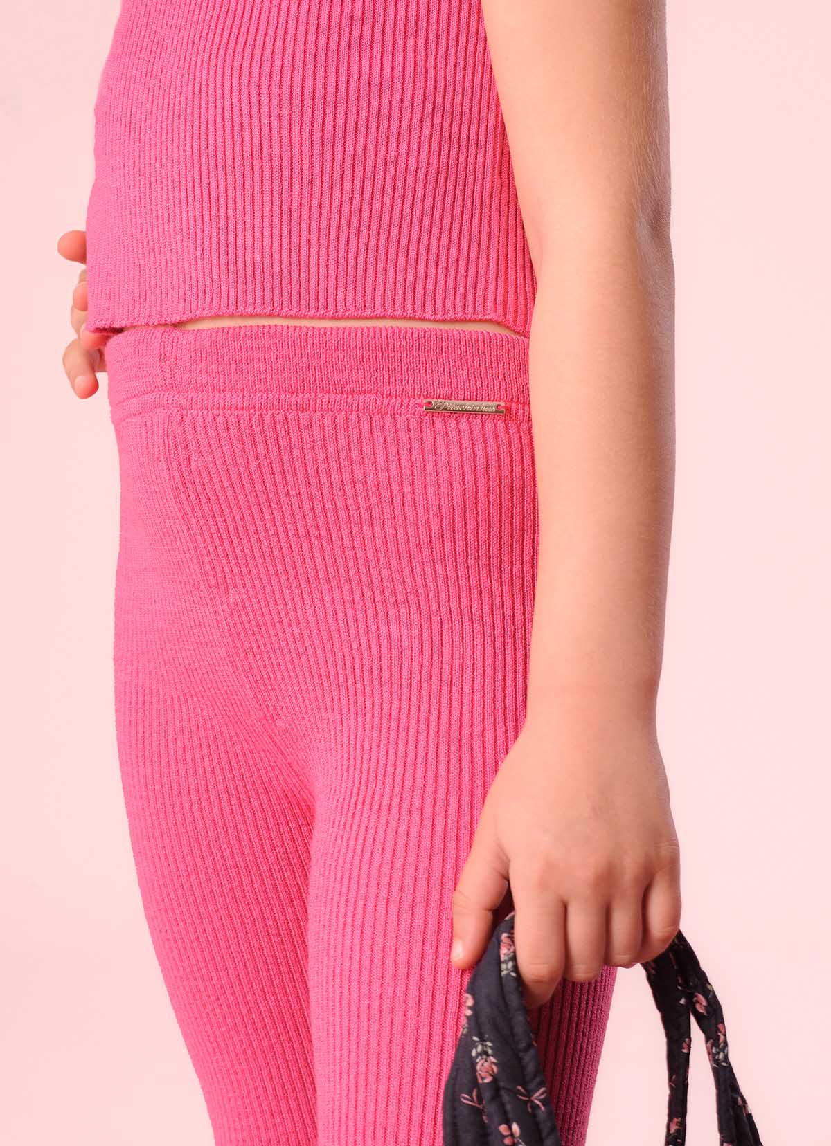 Calça Tricot Canelada Flare