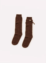 Meia Tricot Ponto Rendado Lacinhos
