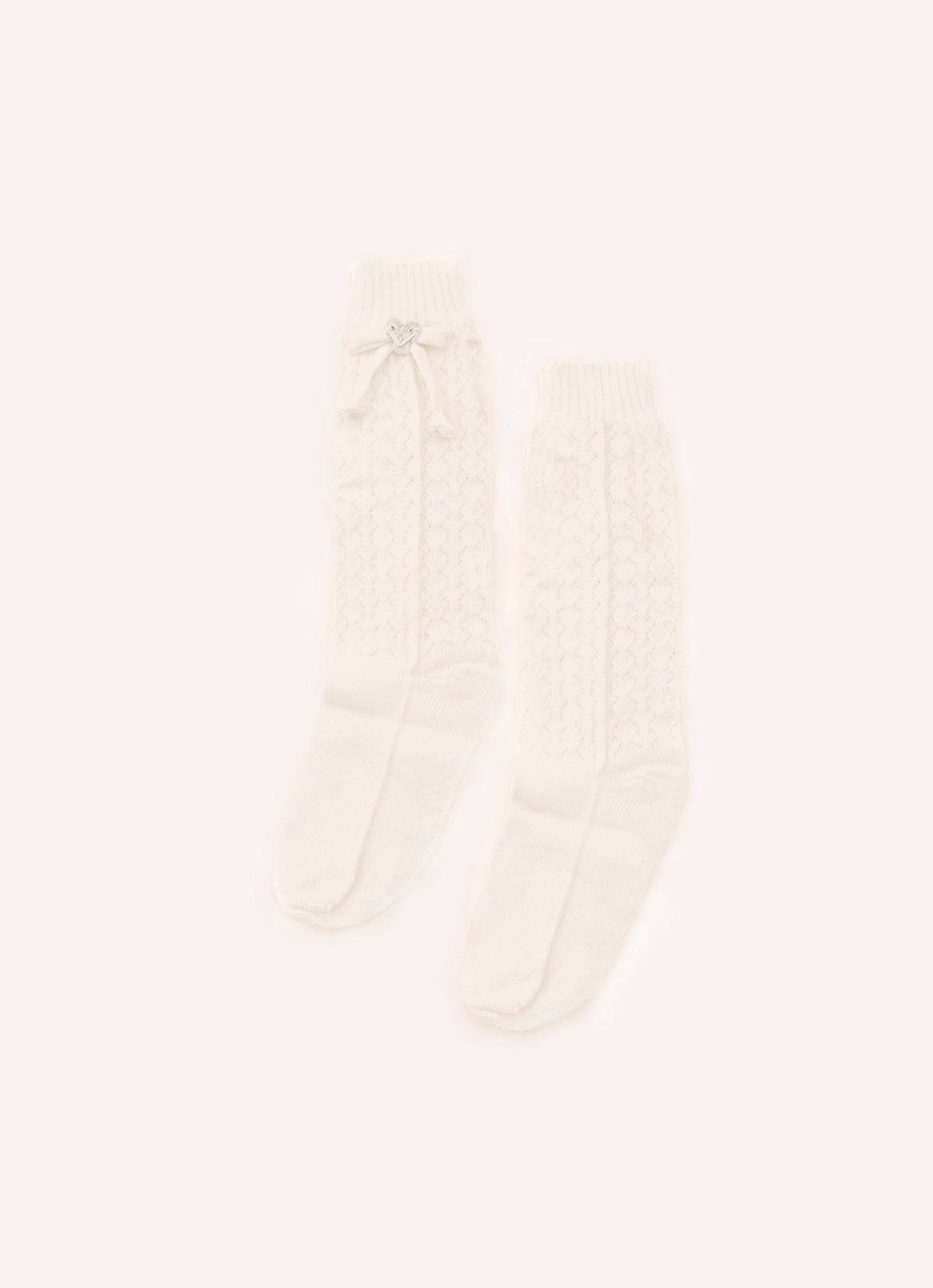 Meia Tricot Ponto Rendado Lacinhos