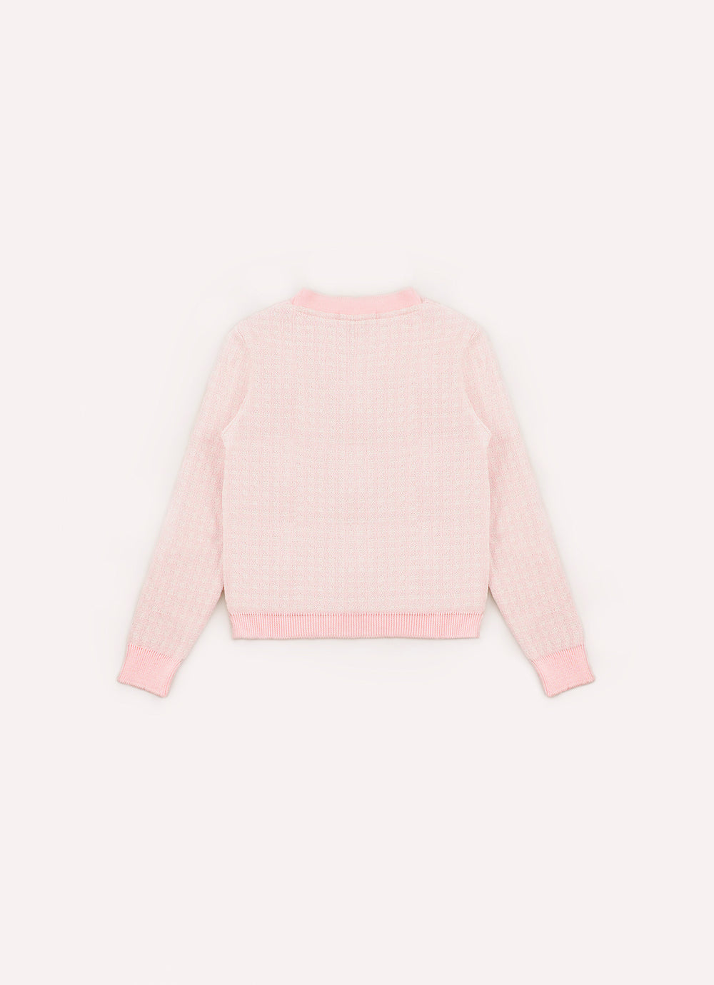 Casaco Tricot Xadrez Brilho Bolsos Bordados