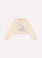 Blusa Tricot Cropped Unicórnio Colorido