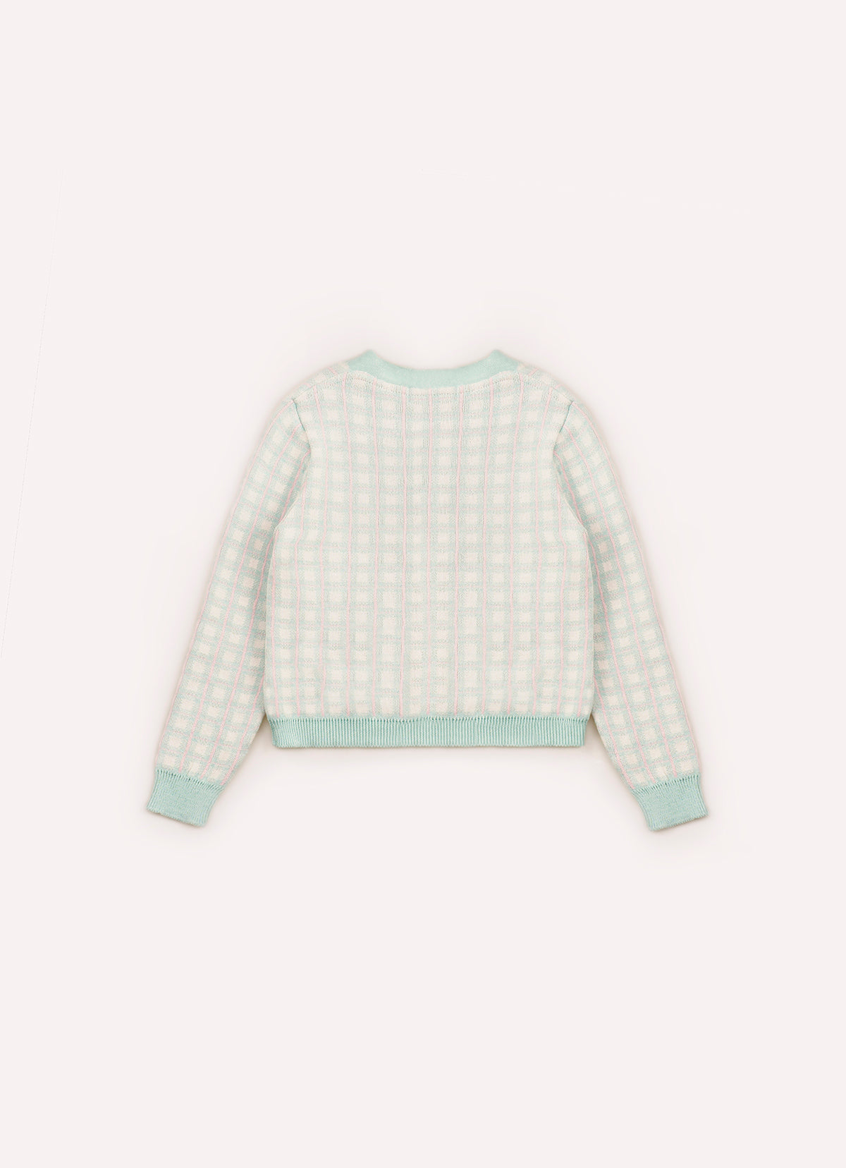 Casaco Tricot Xadrez Bolsos Botão Jóia