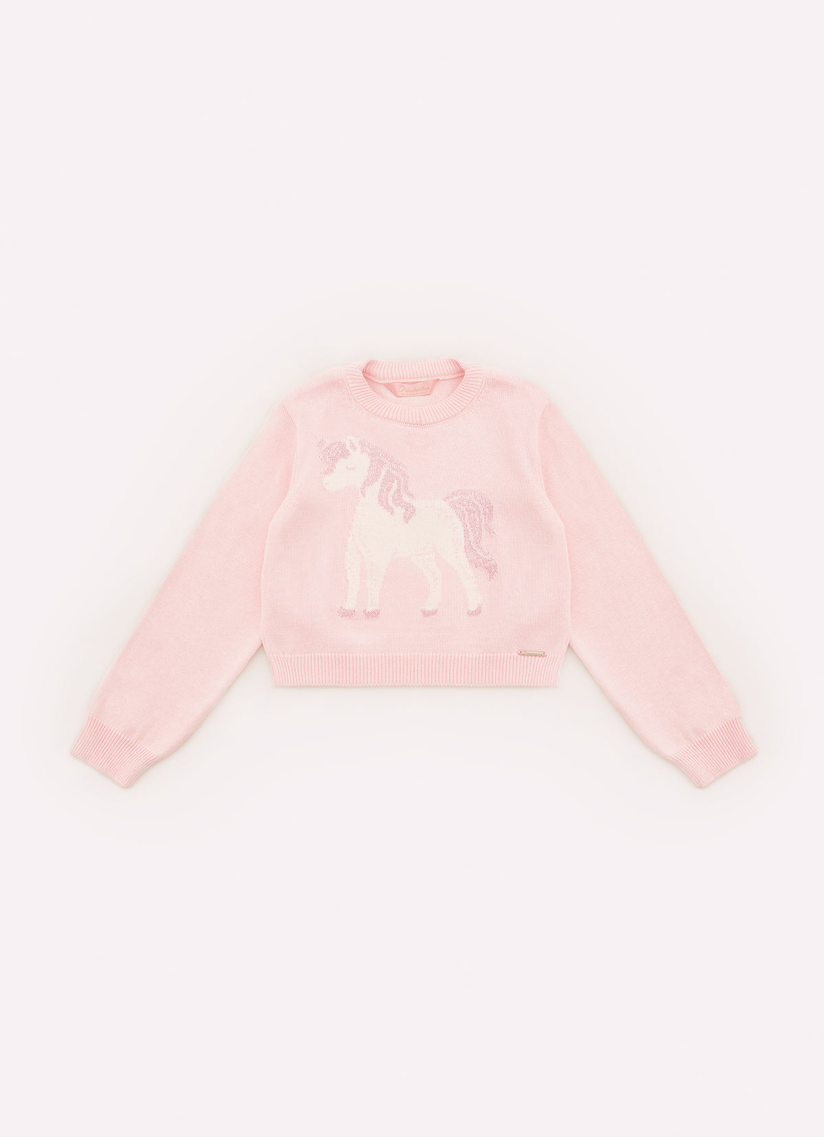 Blusa Tricot Cropped Unicórnio Cristal