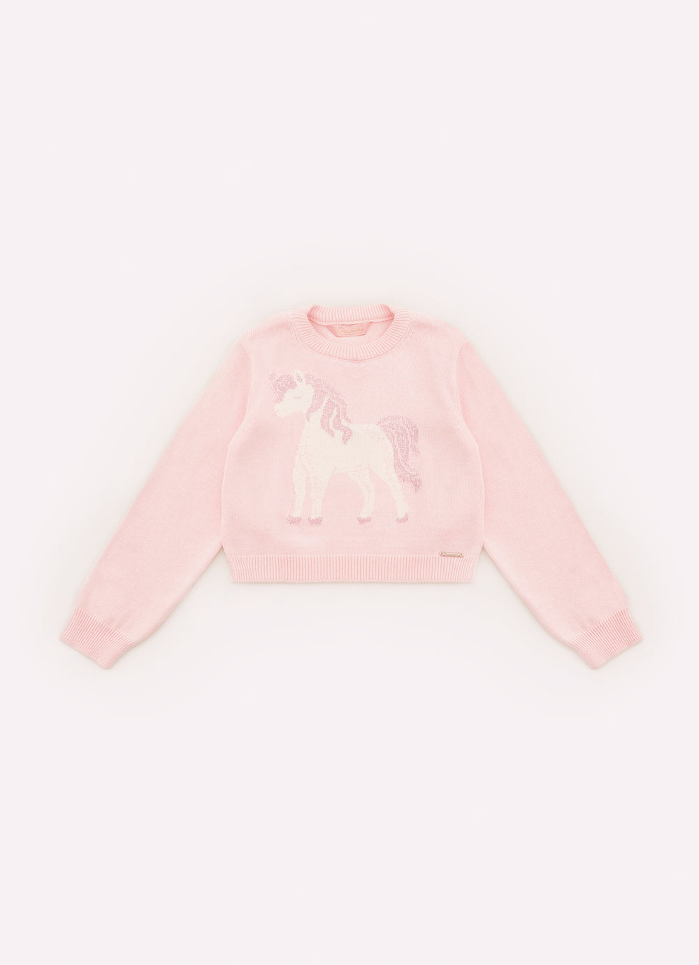 Blusa Tricot Cropped Unicórnio Cristal